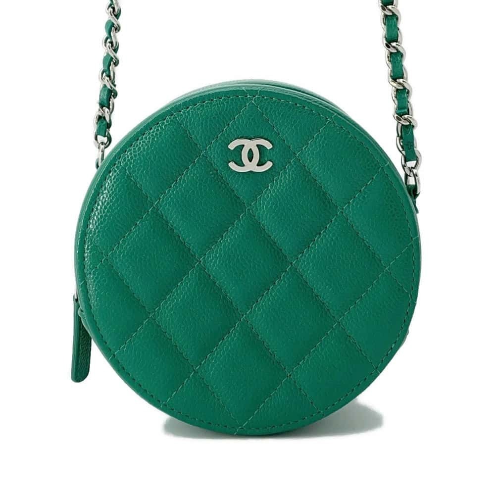 CHANEL Chain Bag Round Matelasse CocoMark Caviar Skin